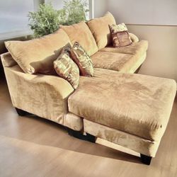 Beige Modern Microfiber 99” Sectional Sofa with Reversible Chaise
