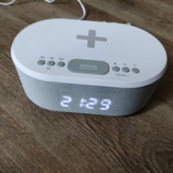 i-box Dawn Radio Alarm Clock Bluetooth Speaker & Wireless Cellphone Charger For Sale 