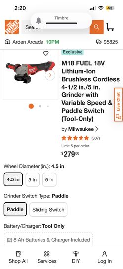 M18 FUEL 4-1/2 / 5 GRINDER PADDLE SWITCH 