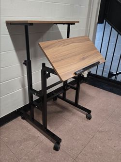 Mobile Rolling Split Top Laptop Standing Desk & Podium