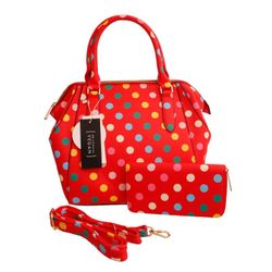 Cute Red Vintage Polka Dots Charming Handbag Set 