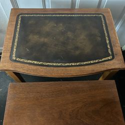 Leather Top Mahogany Double Stack Tables