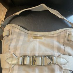 Authentic Burberry Parsons Hobo, Canvas & Leather 
