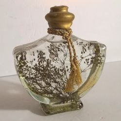 Vintage Decorative Bath Oil Flowers Metallic In Bottle Glamour Vanity Decor