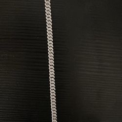 Micro Diamond Prong Cuban Bracelet in White Gold - 6mm