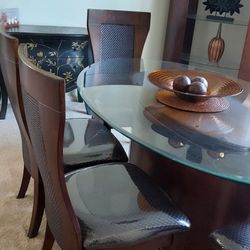 Ashley Furnituree Hendler dining set with matching etagere cabinet