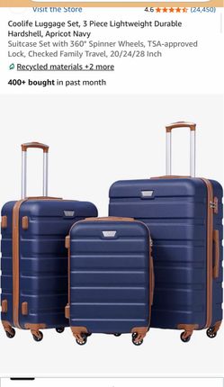 New 3-Piece Luggage Set Navy 20/24/28