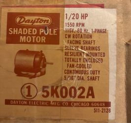 Dayton Shaded Pole Motor 5K002A 1/20 HP