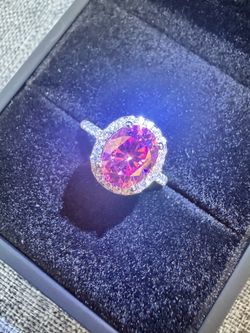 2ct size moissanite Pink color s925 sterling silver engagement ring.  Pass tester! Various sizes