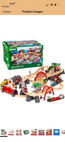 BRIO World Deluxe Railway Set - 87-Piece Wooden Train Set - Includes Passenger & Freight Trains, Stations, Accessories - Safe & Sustainable - MESH Acc