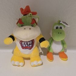 Nintendo World Super Mario Baby Bowser and Yoshi Plush Keychains 