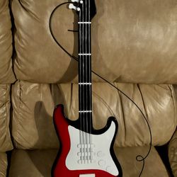 Collectible Electric Guitar Custom Hand-Painted Metal Wall Art Plaque 24x12
