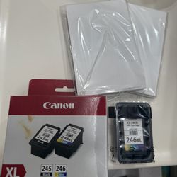Canon 245XL 246XL Printer Ink & 4x6 Blank Photo Paper