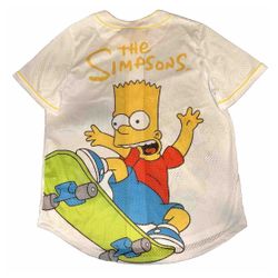 The Simpsons Bart White Baseball Jersey Men’s M- XL New