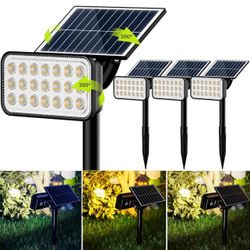 Brandnew 4pk  84-LED Solar Spotlights 5 Lighting Modes 360° Adjustable IP65 Waterproof Super Bright Overnight Solar Spot Lights for Outside with Exten