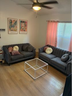 Modern Sofa and Loveseat with Pillows
