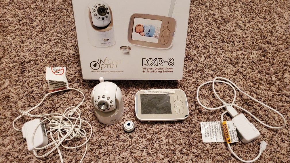 Baby Video Monitor Infant OPTICS DXR-8 In Box, Tested- Like NEW