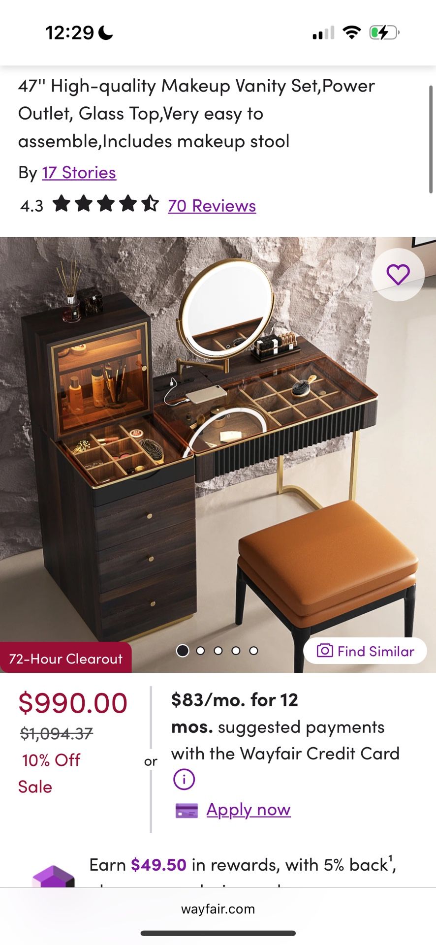 Vanity Desk W Mirror And Storage