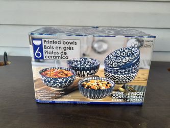 Signature All Purpose Bowls 6-Piece Set Utility Bowls, Blue Printed. 25 Oz.  eah. for Sale in Frostproof, FL - OfferUp