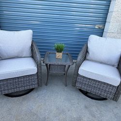 Outdoor Rocking Swivel Patio Chairs Set Of 3 Pieces 