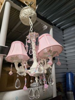 $30, Beautiful 3-light Chandelier with Pink Shades