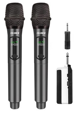 Wireless Microphone,Professional Dual Handheld Cordless Dynamic Mic System with Rechargeable Receiver(160 Ft),Karaoke Microphone Set for Singing,Karao