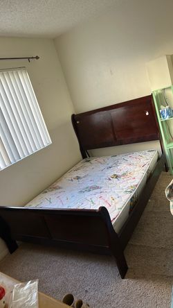 Dark Wood Sleigh Bed Frame