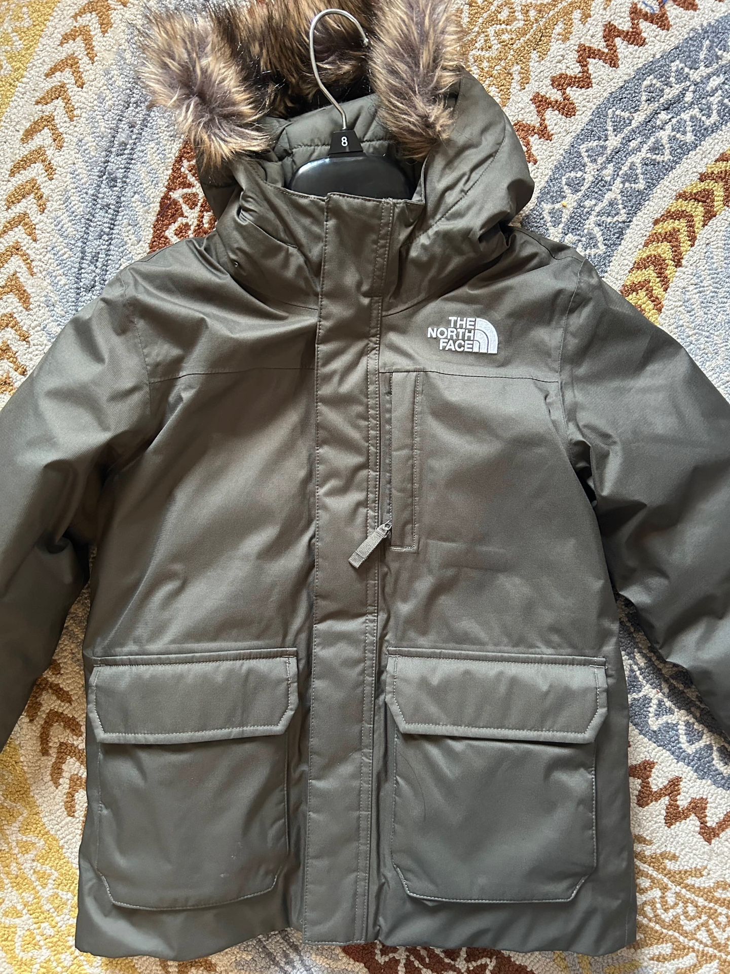 North Face Parka With Fur Lined Hood -550 Dryvent Jacket - Kid Size 10/12