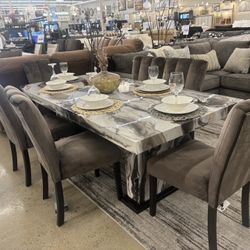 Marble Dinning Table With 6 Chairs 