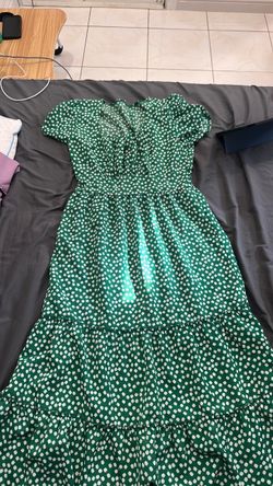 Green Floral Tiered Midi Dress