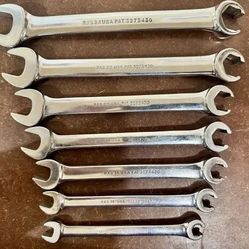 Snap-On RXS12-RXS24 7 Piece Open-End Flare Nut Combination Wrench Set