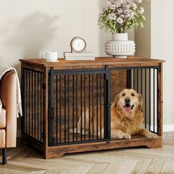Furniture Style Dog Crate, Dog Kennels, Rustic Brown