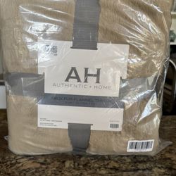 Brand new AH Faux Fur Flannel Tan Throw 50” x 60” 