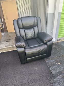 Black Faux Leather Power Recliner Chair