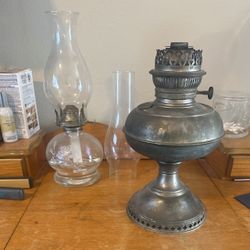 Rayo Antique/vintage Kerosene oil lamp and one modern one