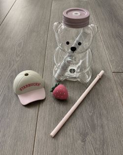 2026 Starbucks Bearista Bear Cup Strawberry Pink Baseball Hat NEW