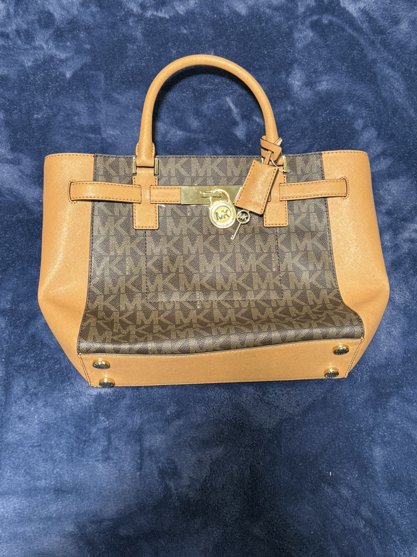 Michael Kors Hamilton Traveler Tote Leather Handbag Brown Satchel Purse