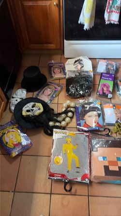 Halloween wigs, costumes and other