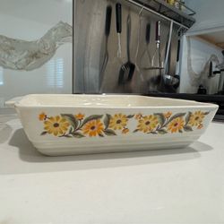 Vintage Capri Bake Serve’n Store Floral Stoneware Baking Dish (Made in Japan)