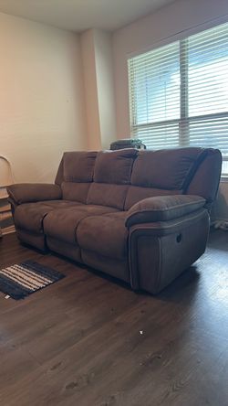Brown Microfiber Reclining Sofa 90Wx39Hx36depyh