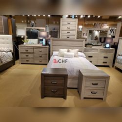 4 Pc Queen Or King Size Bedroom Set ( Included Bed frame , Dresser,  Mirror , Nightstand )