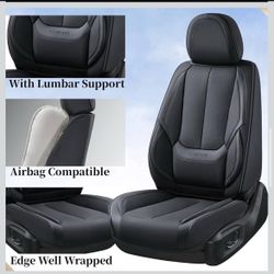 Coverado Car Seat Covers Full Set, Black Seat Covers for Cars 5 Seats, Car Seat Protector, Waterproof Nappa Leather Car Seat Cushion, Front and Rear C
