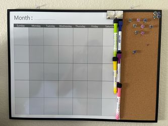 Dry Erase Calendar Board with Cork Board