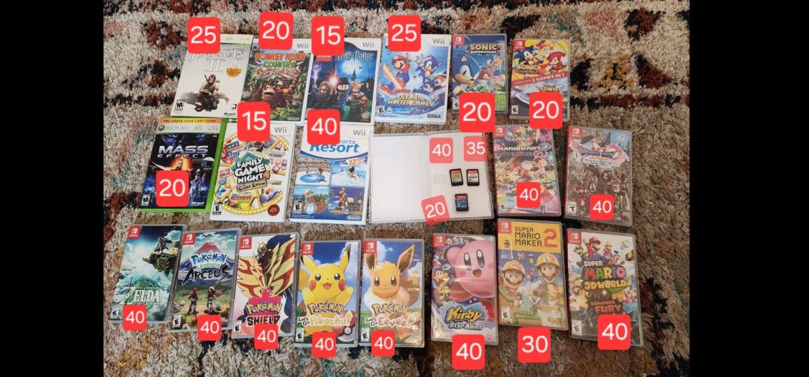 Various Switch, Wii Anx Xbox 360 Games
