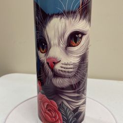 30oz Kat & Flower  Tumbler, NEW, (T-217)