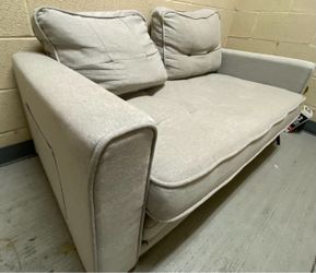 Gray Loveseat with Side Pocket