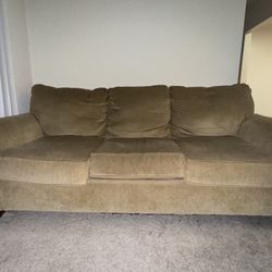 Beige 3-Seater Sofa - Comfortable Microfiber Fabric, 83" Wide