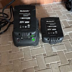 2 Max Lander 20V Lithium Ion Batteries/ W/ Charger 