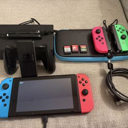 Nintendo Switch Bundle w/ Dock, Controller, Case & Games