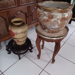 Combination Of Oriental Pots, Stands